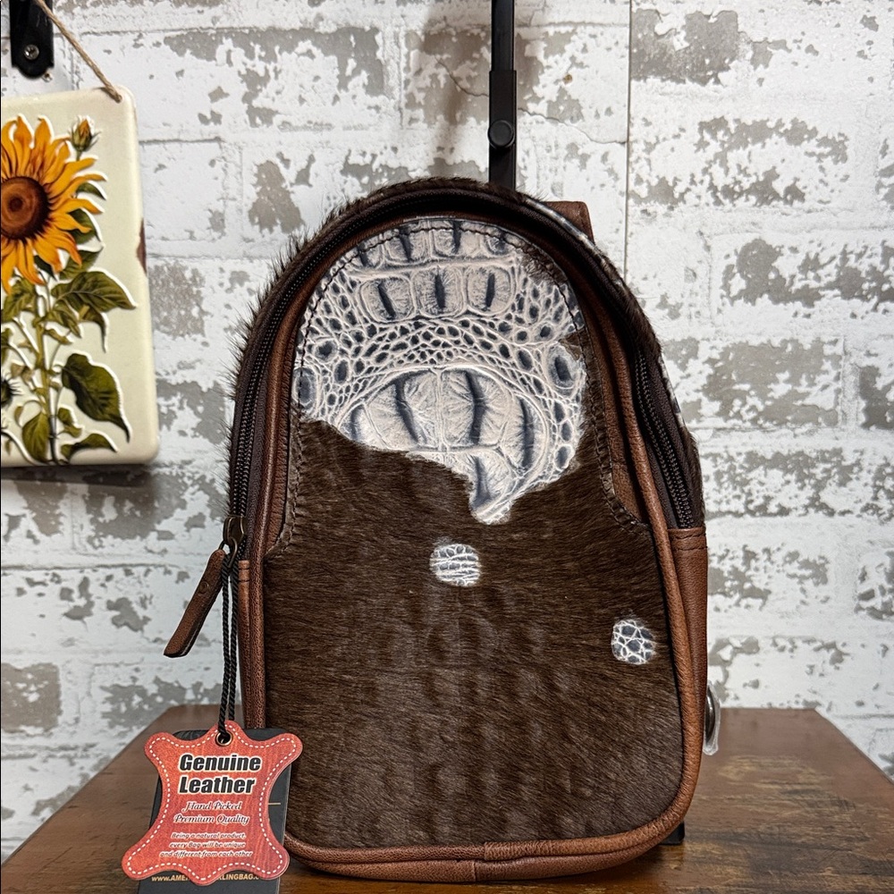 American Darling Brown and Cream Hair-On Crossbody Bag